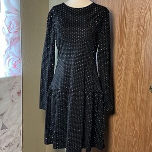 MICHAEL Michael Kors Black and White Polka Dot Long Sleeve Dress